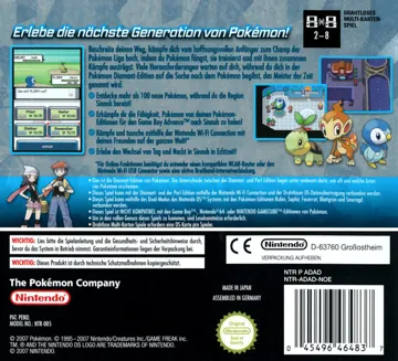 Pokemon - Diamant-Edition (Germany) (Rev 5) box cover back